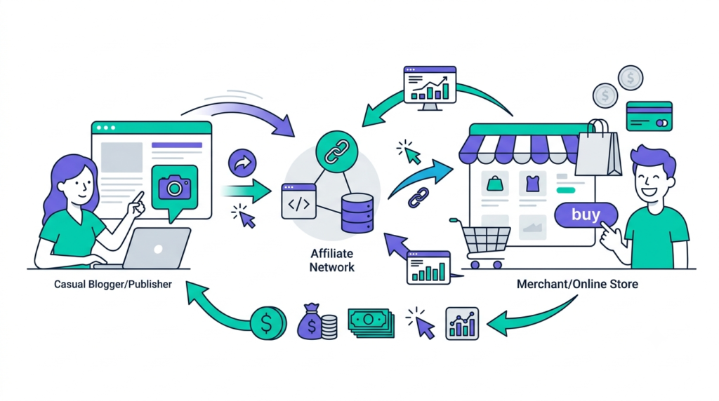 How Affiliate Marketing Works Illustration