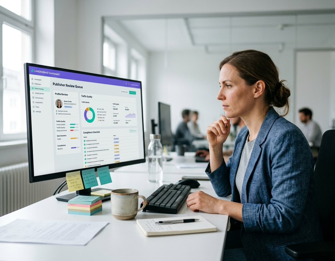 Publisher application manually reviewed for campaign quality and compliance